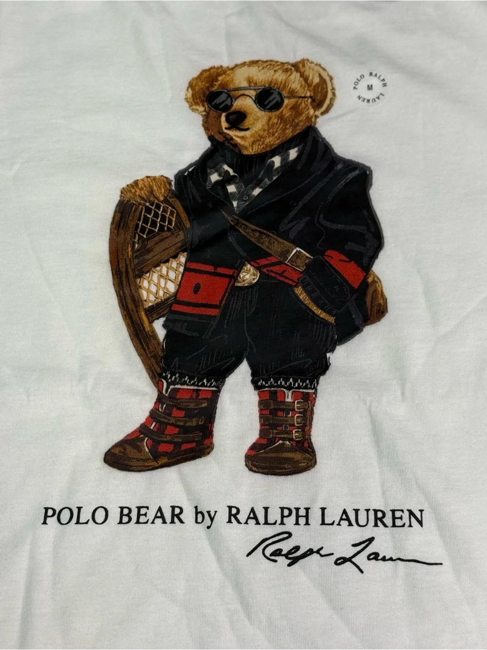 Polo Ralph Lauren Polo Bear T Shirt Cream White Size Medium 100% Cotton